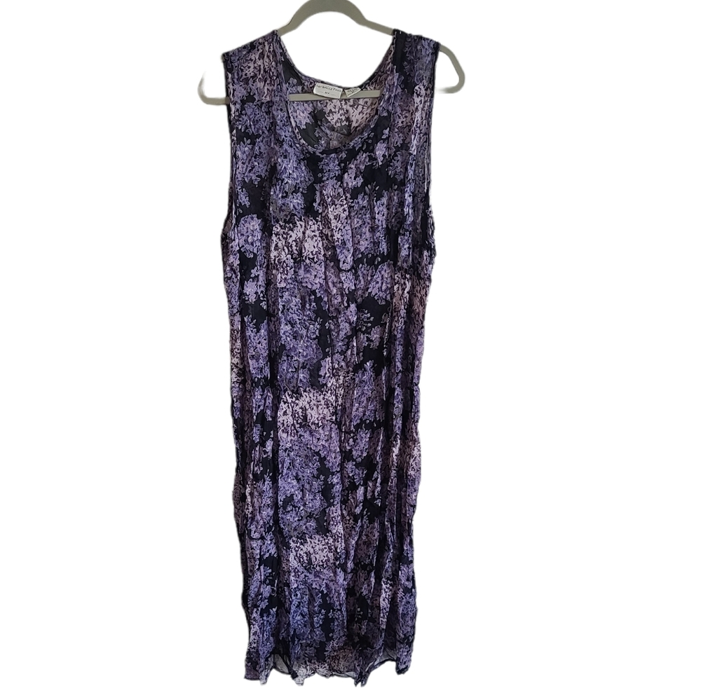 Vintage  Sheer Purple Floral Midi Dress Size 2x